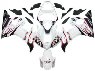 Bianco Nero Rosso Fiamma Carene Moto Yamaha R6 03-05