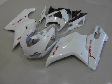 Bianco Perla con Rosso Decalcomanie Carene Moto Ducati 848 1098 1198 07-14