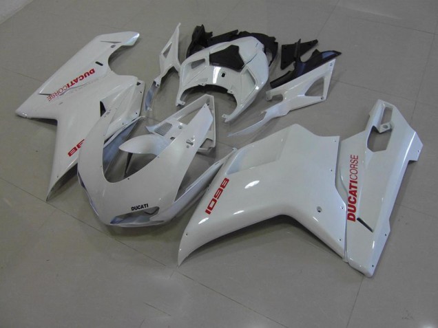 Bianco Perla con Rosso Decalcomanie Carene Moto Ducati 848 1098 1198 07-14