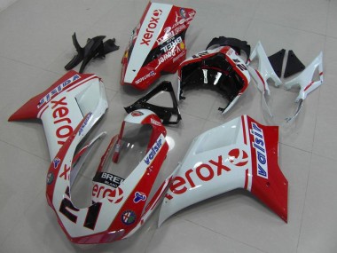 Bianco Rosso Xerox ABS Kit Carenatura Moto Ducati 848 1098 1198 07-14