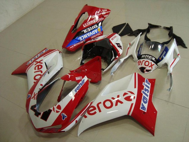 Bianco Rosso Xerox Kit Carenatura Motocicletta Completo ABS Ducati 848 1098 1198 07-14