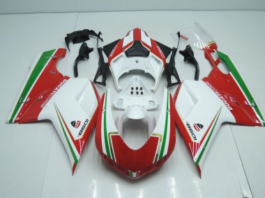 Bianco & Rosso con Verde Banda Carene Moto Ducati 848 1098 1198 07-14