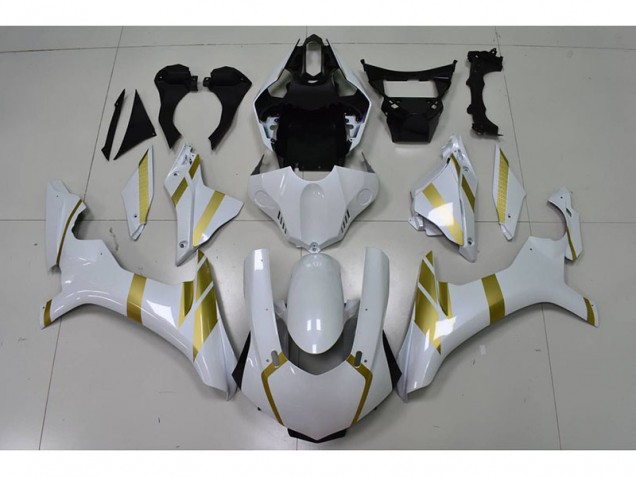 Bianco con Oro Decal Carene Moto Yamaha R1 15-19