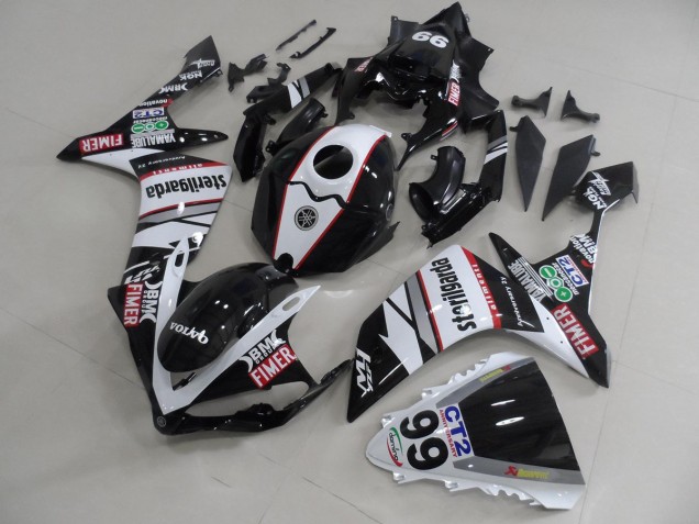 Nero Bianco Adesivos Packs Carene Moto Yamaha R1 07-08