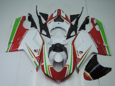 Rosso Bianco & Verde Carene Moto Ducati 848 1098 1198 07-14